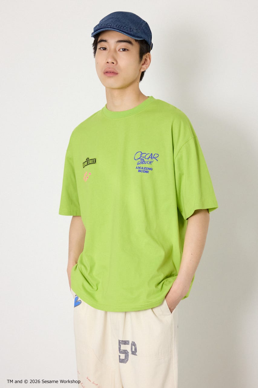 【UNISEX】(SESAME STREET) アソートキャラTシャツ GRN L