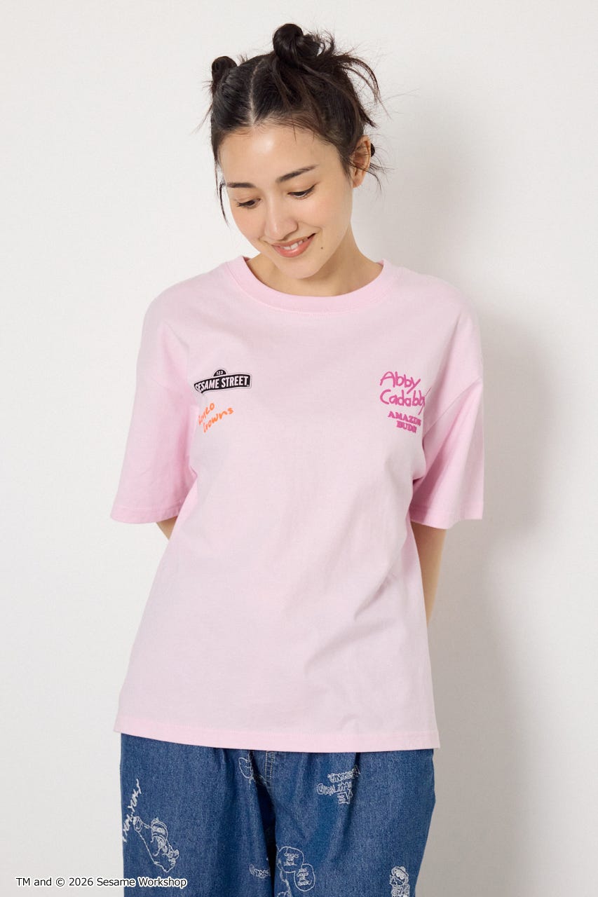【UNISEX】(SESAME STREET) アソートキャラTシャツ L/PNK L
