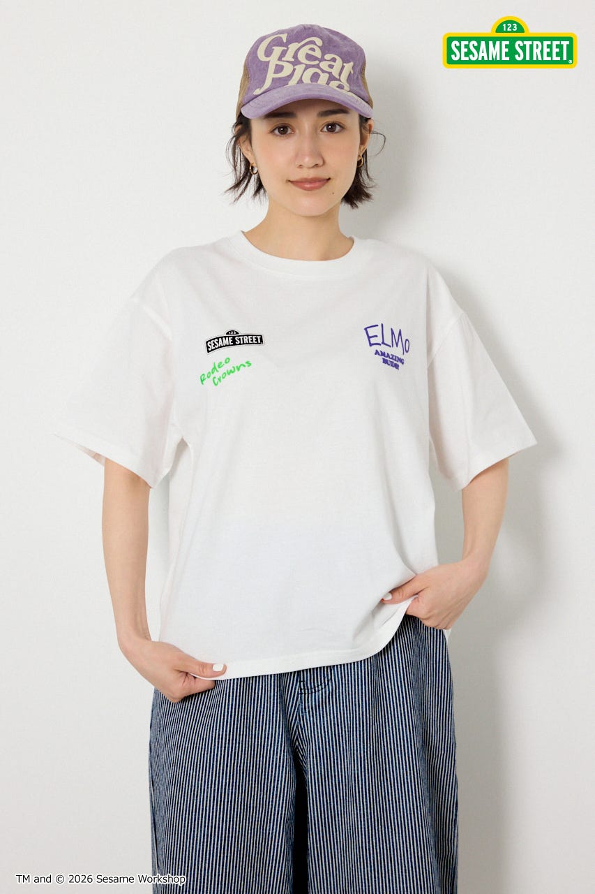 【UNISEX】(SESAME STREET) アソートキャラTシャツ O/WHT L