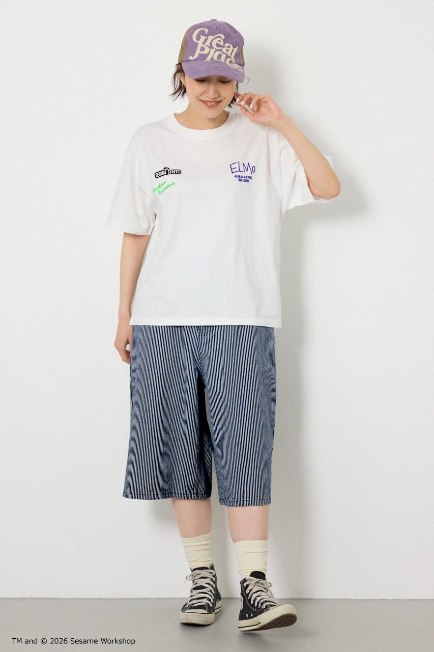 【UNISEX】(SESAME STREET) アソートキャラTシャツ O/WHT L