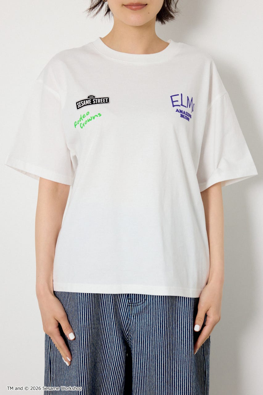 【UNISEX】(SESAME STREET) アソートキャラTシャツ O/WHT L
