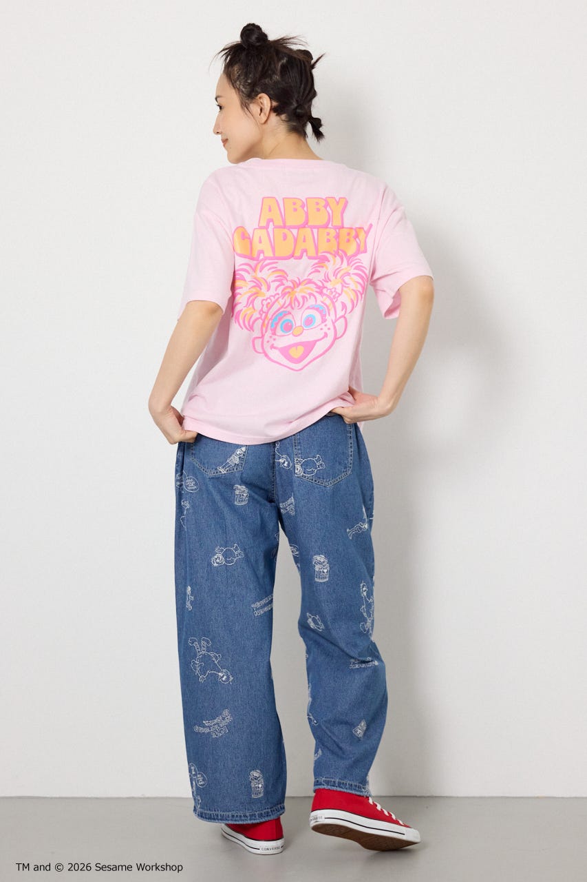 【UNISEX】(SESAME STREET) 刺繍パターンパンツ 柄BLU L