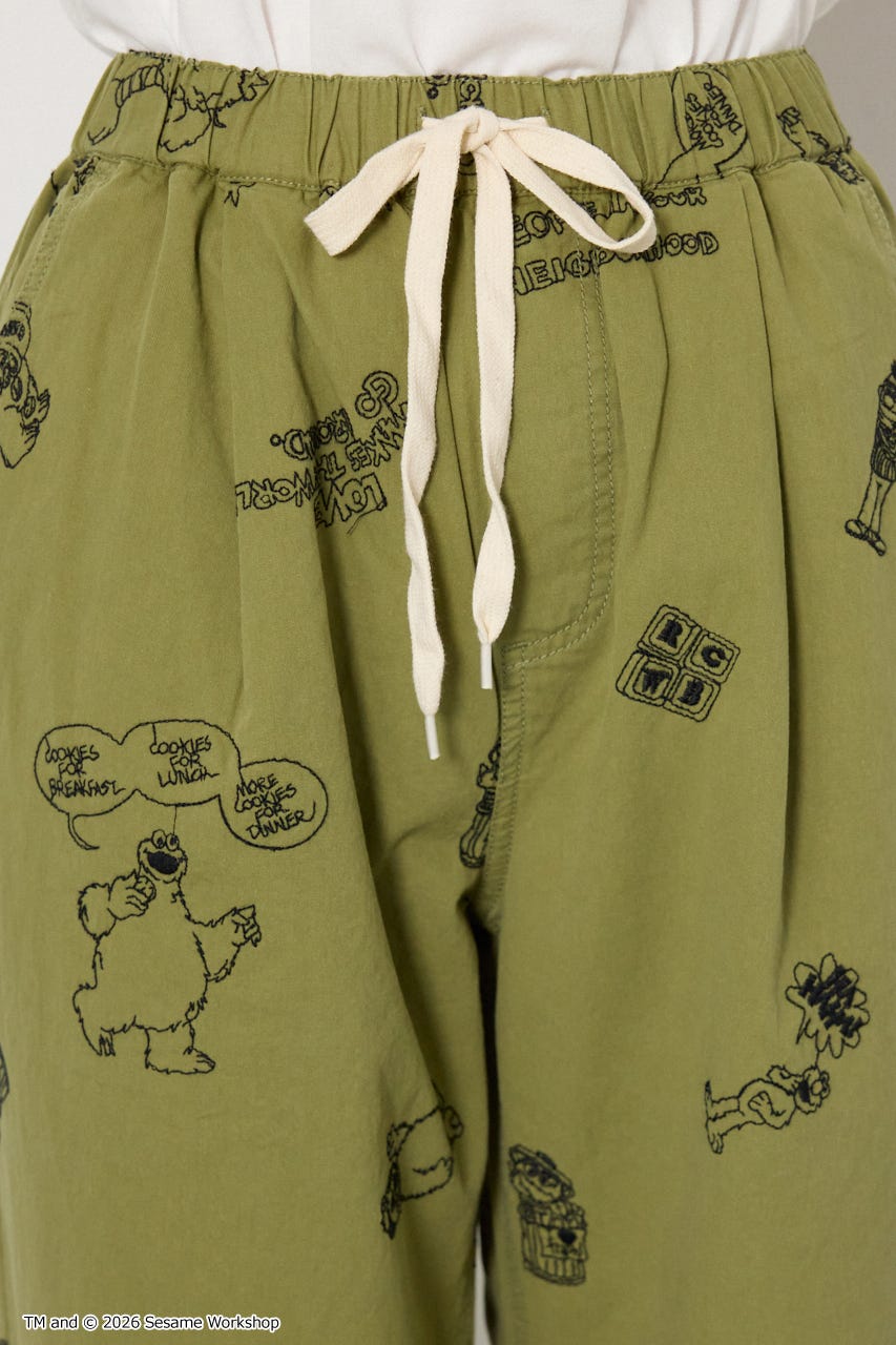 【UNISEX】(SESAME STREET) 刺繍パターンパンツ 柄KHA M