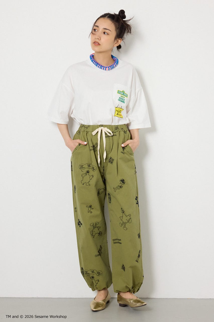 【UNISEX】(SESAME STREET) 刺繍パターンパンツ 柄KHA M