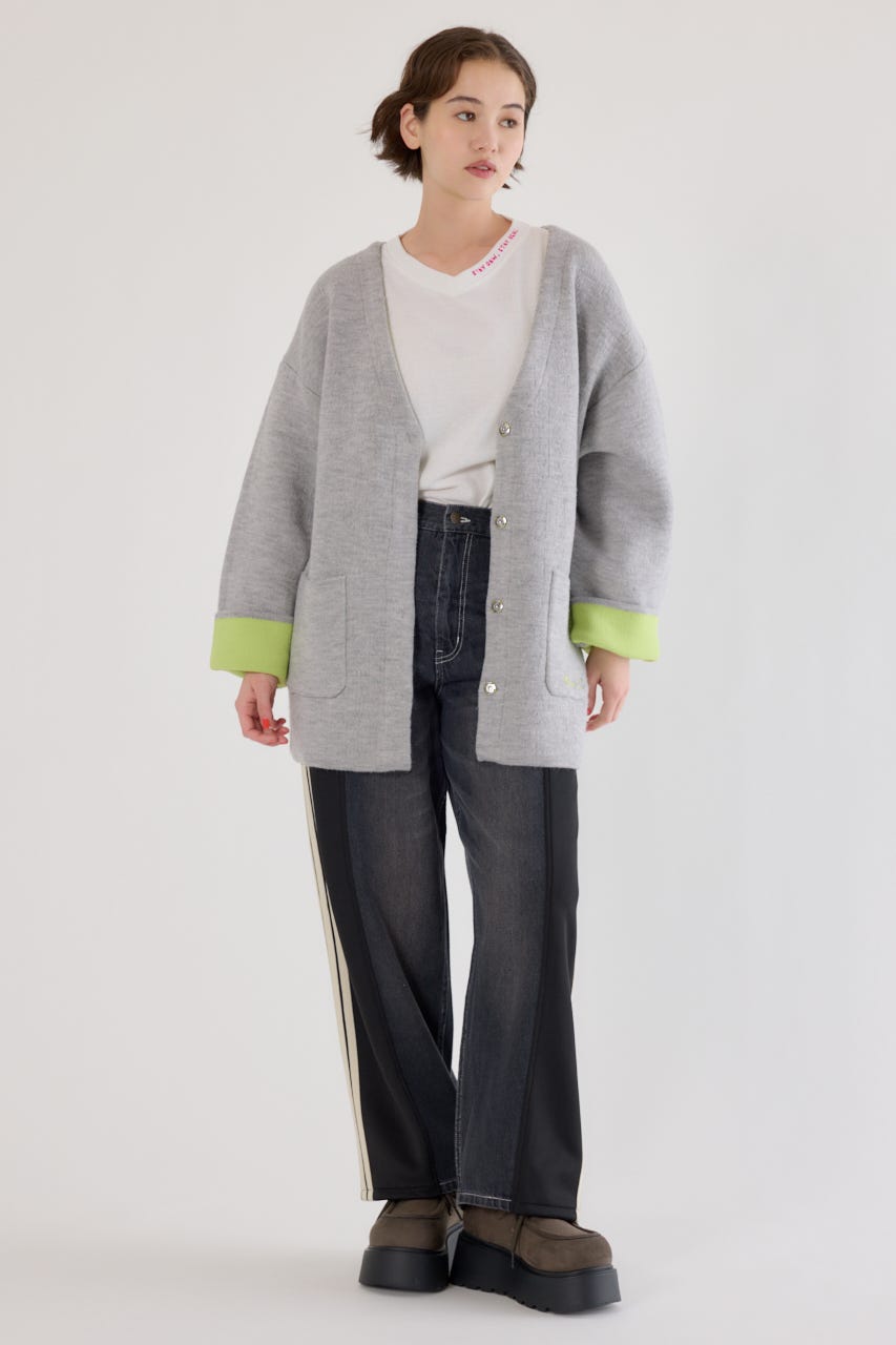 【UNISEX】カスタムトラック デニムパンツ 柄BLK S