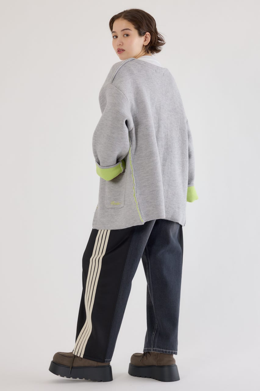 【UNISEX】カスタムトラック デニムパンツ 柄BLK S