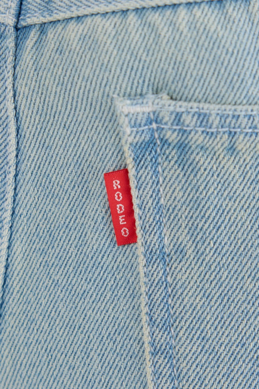 【UNISEX】カスタムトラック デニムパンツ 柄BLU L