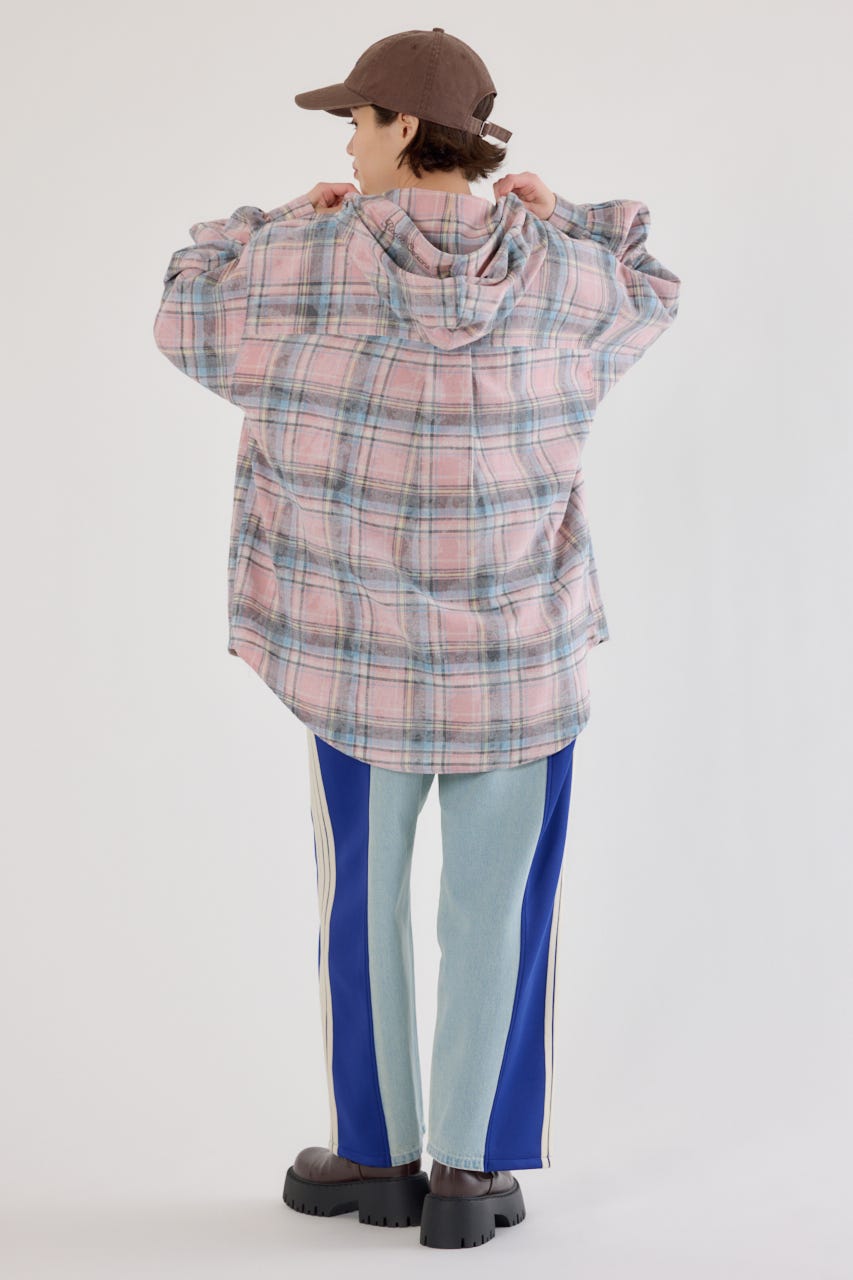 【UNISEX】カスタムトラック デニムパンツ 柄BLU L