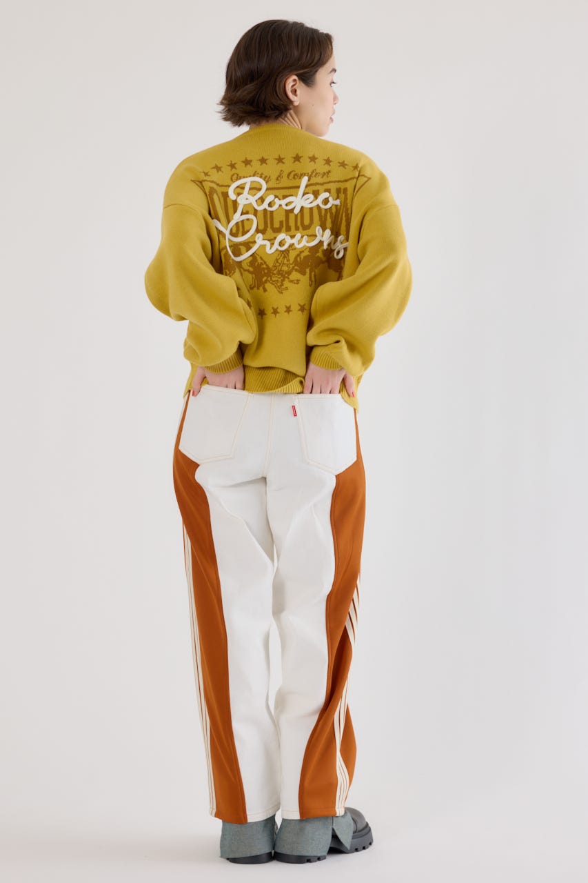 【UNISEX】カスタムトラック デニムパンツ 柄CAM L