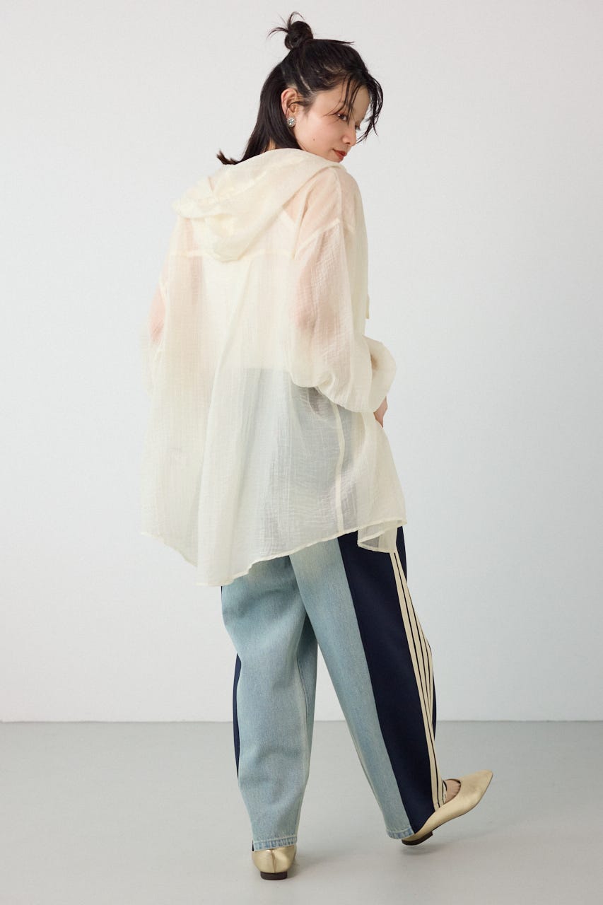 【UNISEX】カスタムトラック デニムパンツ 柄NVY S