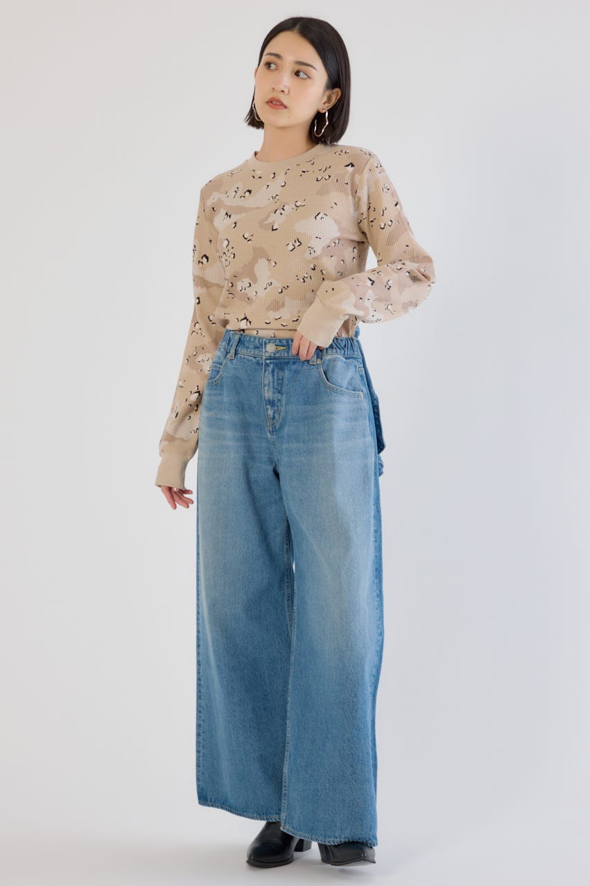 【UNISEX】SHARE パターンワッフルトップス 柄BEG L