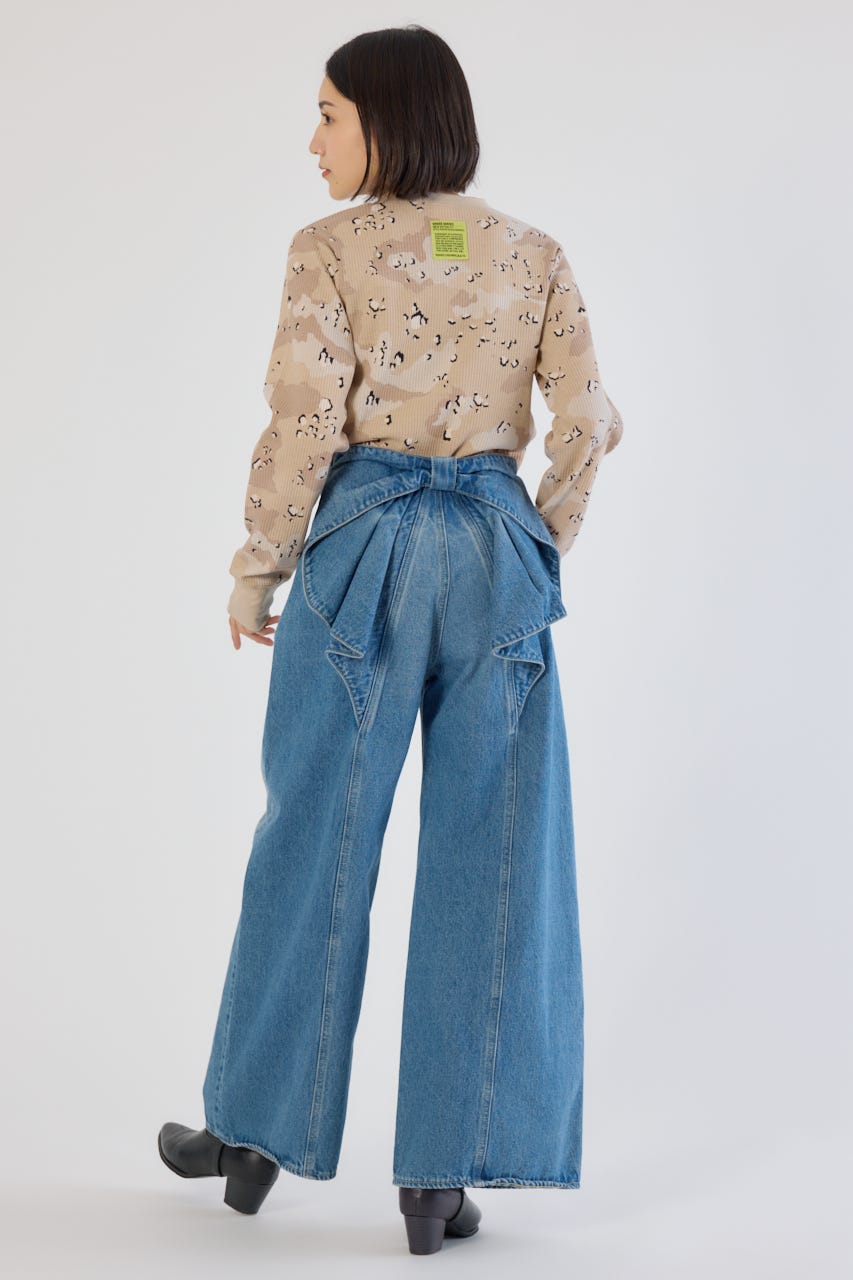 【UNISEX】SHARE パターンワッフルトップス 柄BEG L