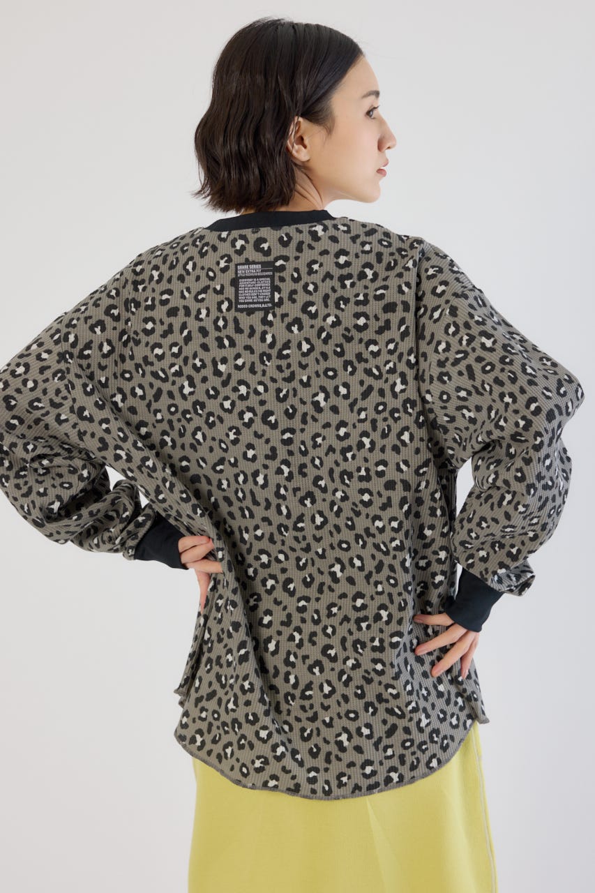 【UNISEX】SHARE パターンワッフルトップス 柄BLK L