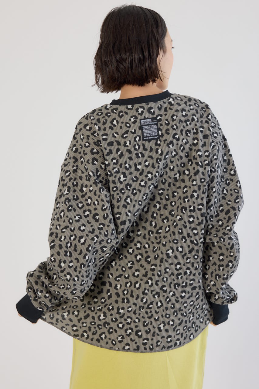 【UNISEX】SHARE パターンワッフルトップス 柄BLK L