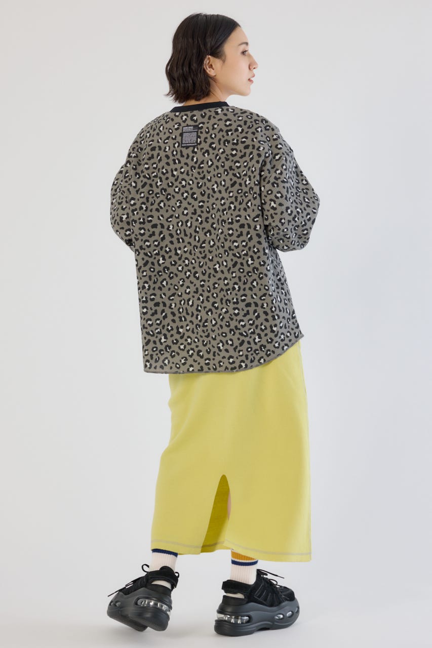 【UNISEX】SHARE パターンワッフルトップス 柄BLK L