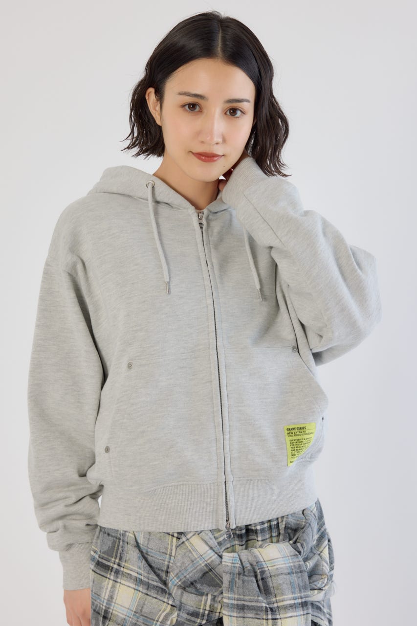 【UNISEX】SHARE W ジップパーカー L/T.GRY M