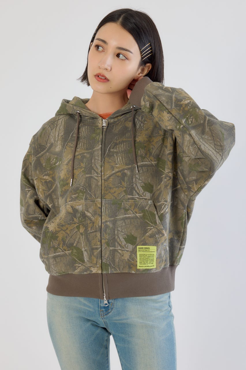 【UNISEX】SHARE PATTERN W ジップパーカー 柄BEG M