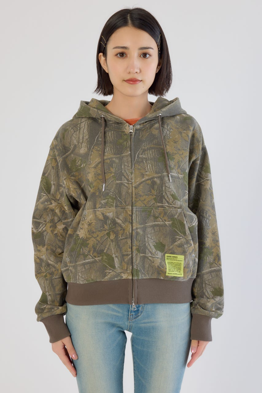 【UNISEX】SHARE PATTERN W ジップパーカー 柄BEG M