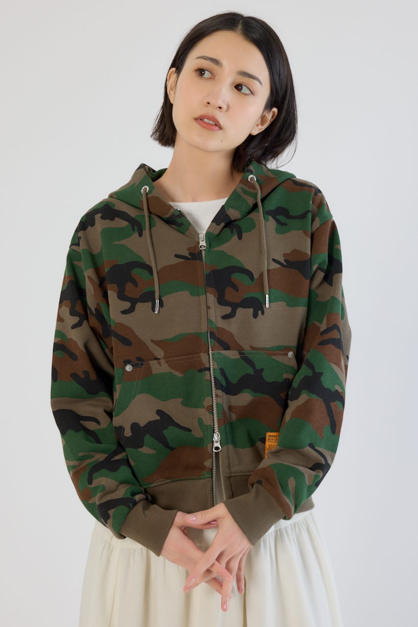 【UNISEX】SHARE PATTERN W ジップパーカー 柄BRN M