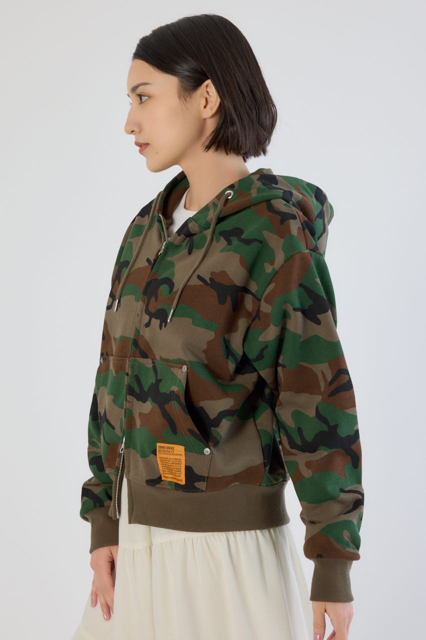 【UNISEX】SHARE PATTERN W ジップパーカー 柄BRN M