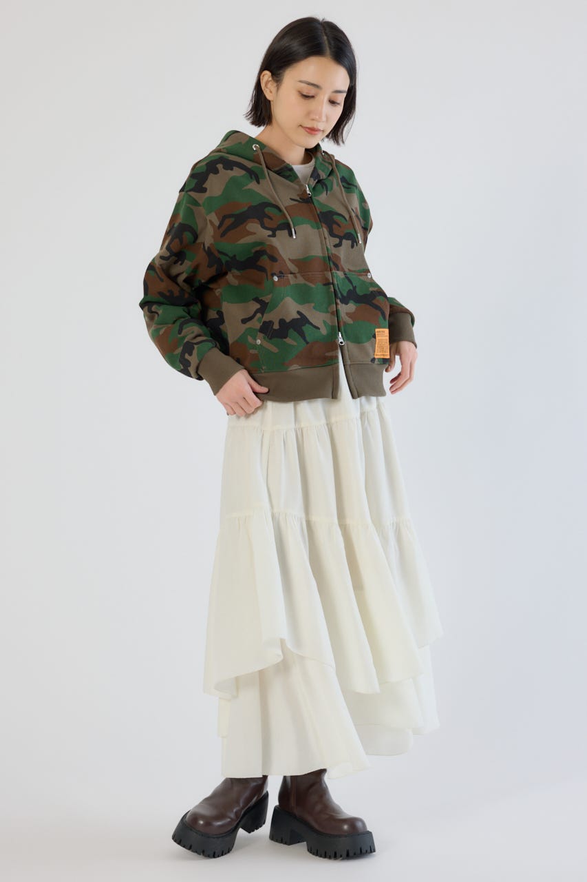 【UNISEX】SHARE PATTERN W ジップパーカー 柄BRN M