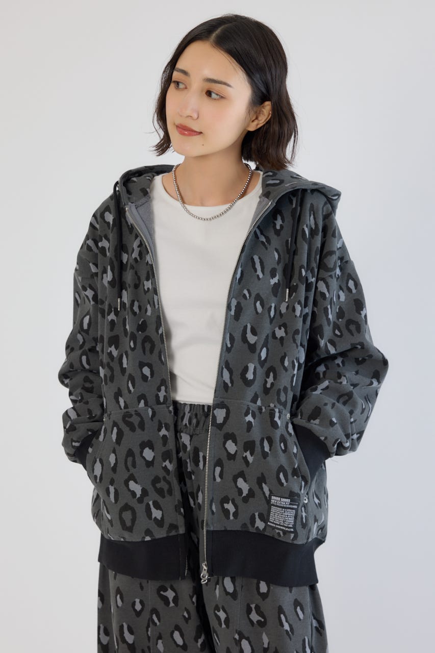 【UNISEX】SHARE PATTERN W ジップパーカー 柄GRY L