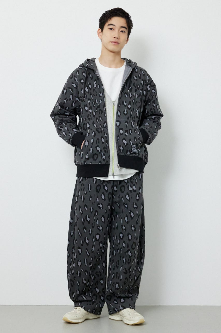 【UNISEX】SHARE PATTERN W ジップパーカー 柄GRY L