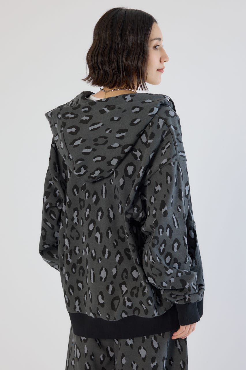 【UNISEX】SHARE PATTERN W ジップパーカー 柄GRY L