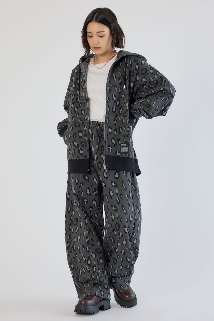 【UNISEX】SHARE PATTERN W ジップパーカー 柄GRY L