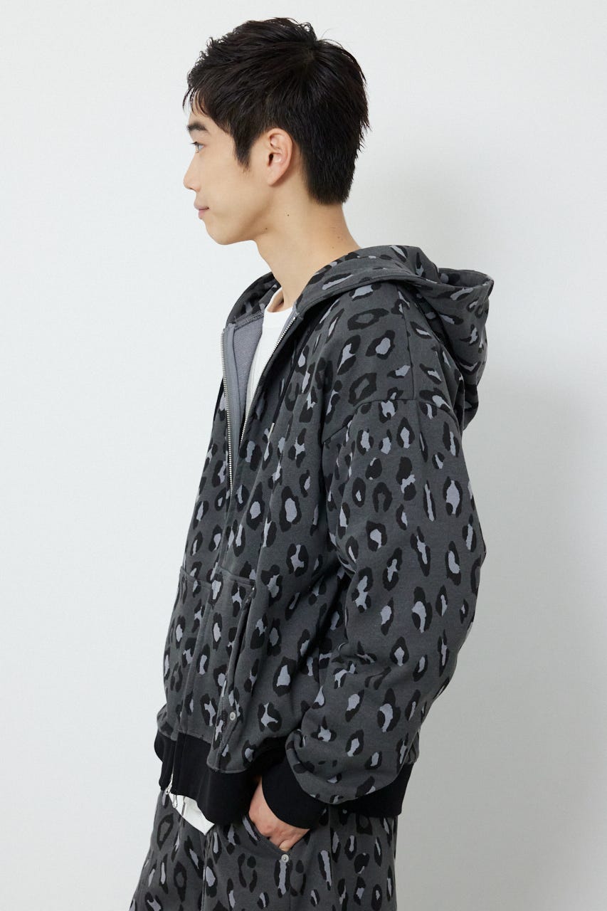 【UNISEX】SHARE PATTERN W ジップパーカー 柄GRY L