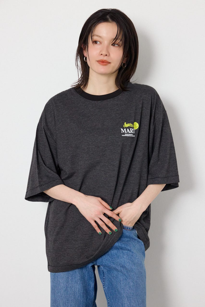 【UNISEX】Heather Border Tシャツ 柄BLK FREE