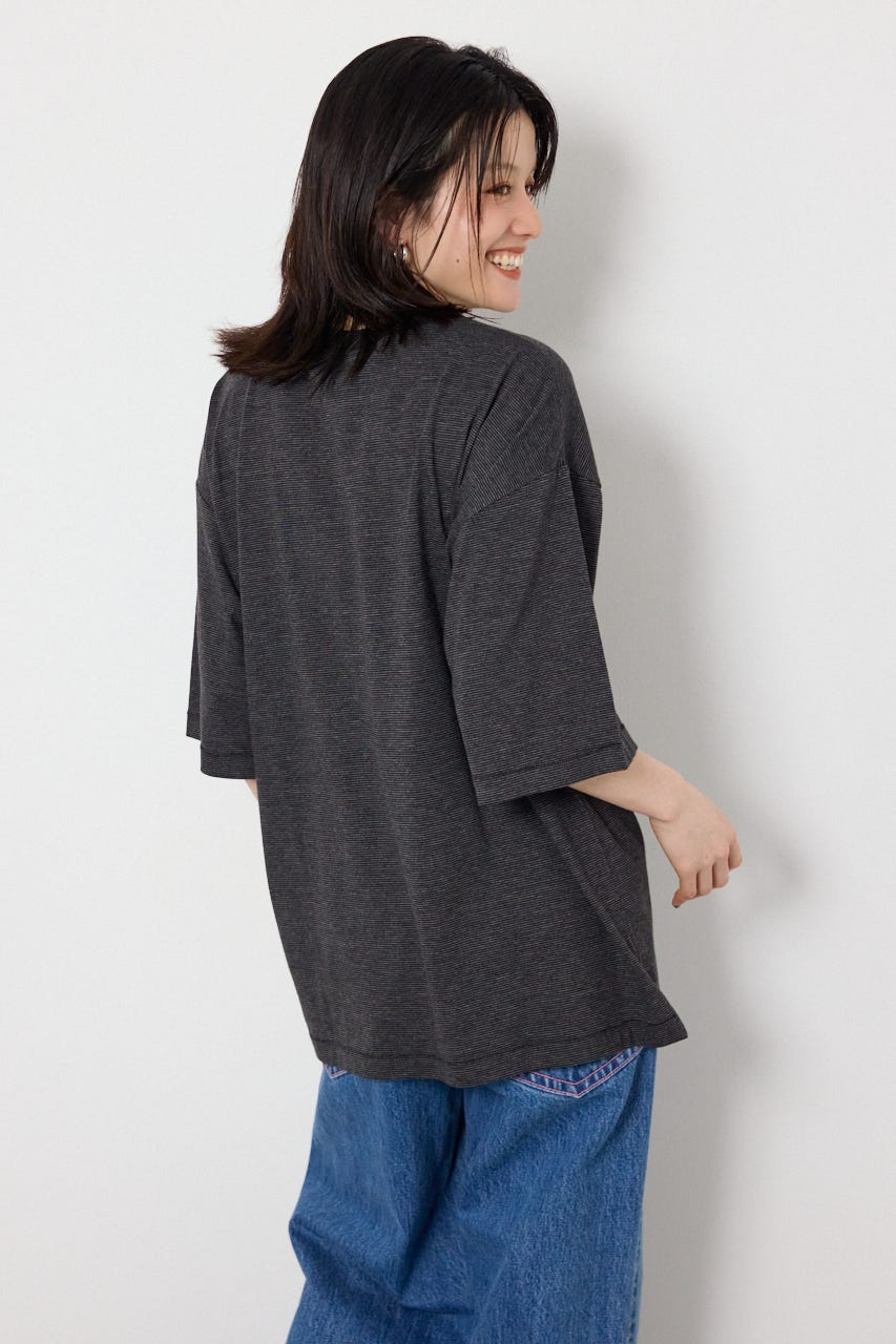 【UNISEX】Heather Border Tシャツ 柄BLK FREE