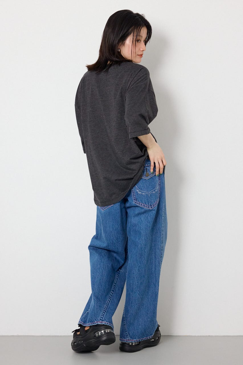 【UNISEX】Heather Border Tシャツ 柄BLK FREE