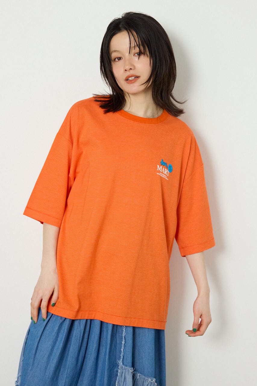 【UNISEX】Heather Border Tシャツ 柄ORG FREE