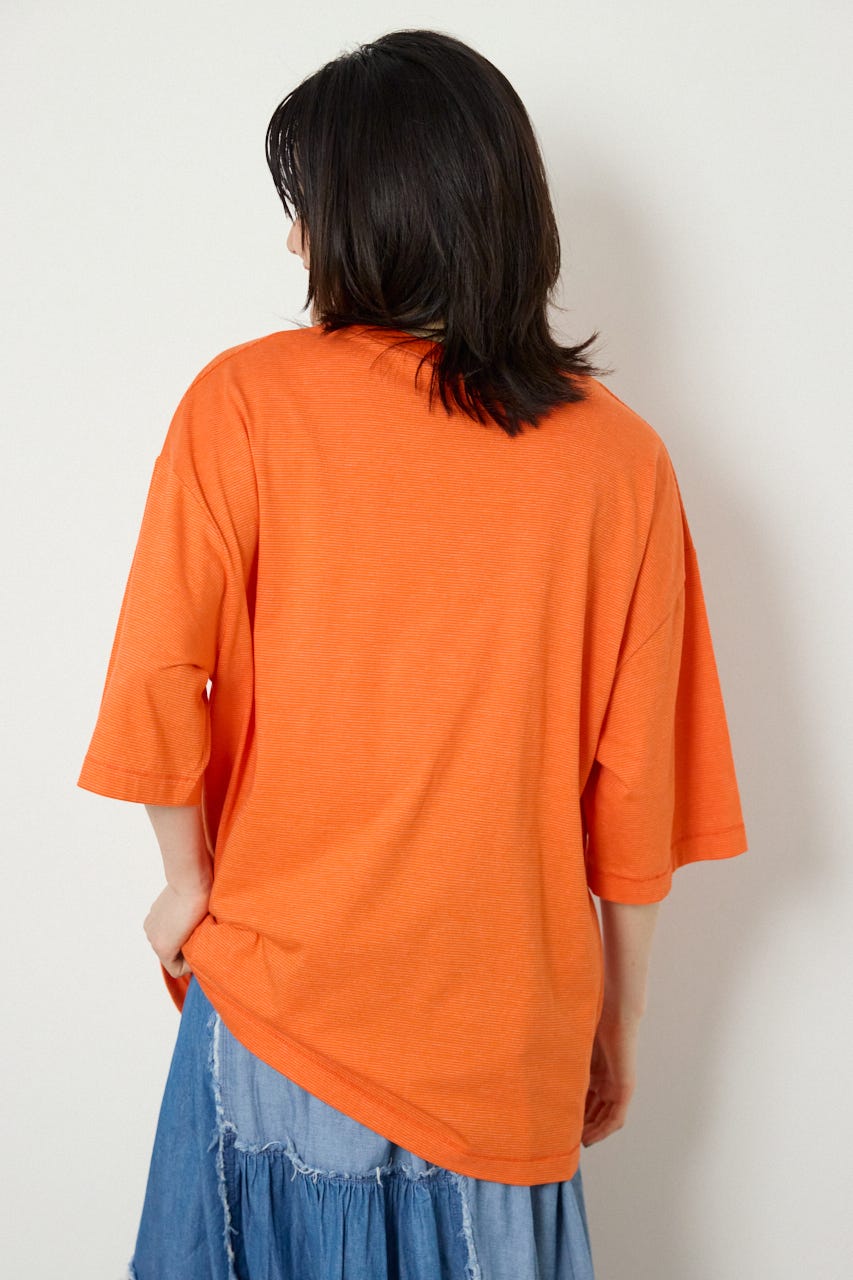 【UNISEX】Heather Border Tシャツ 柄ORG FREE