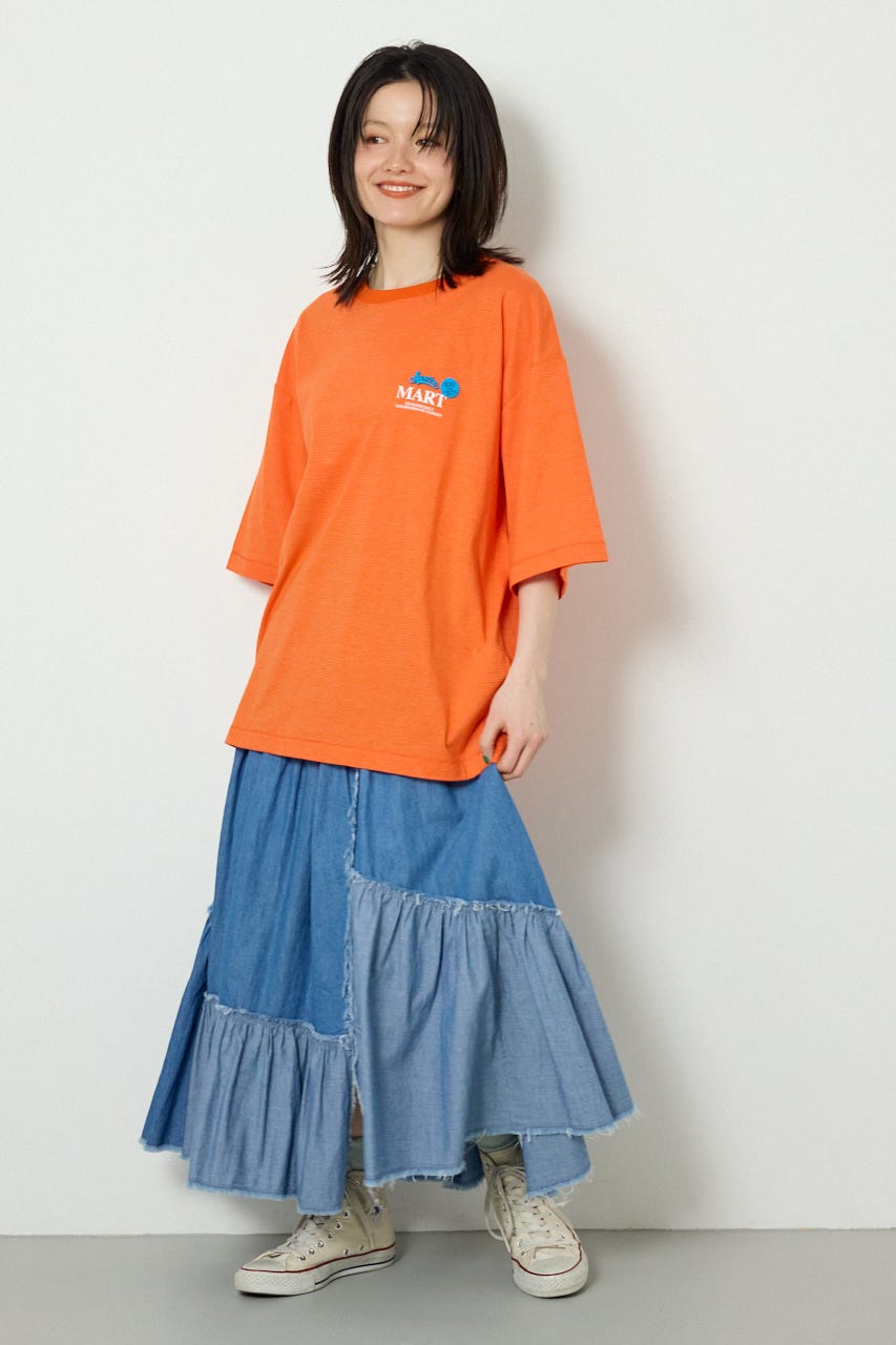 【UNISEX】Heather Border Tシャツ 柄ORG FREE