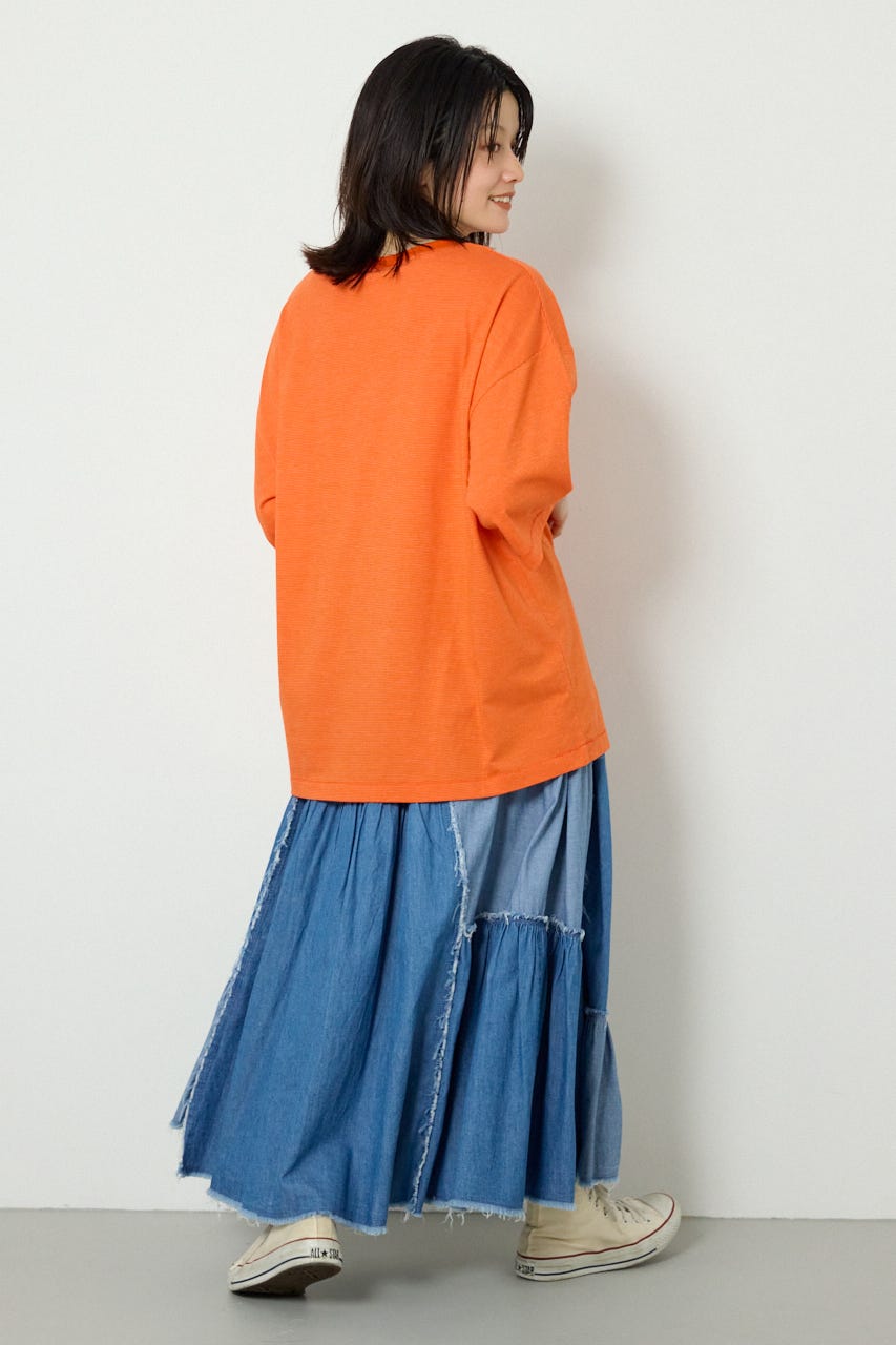 【UNISEX】Heather Border Tシャツ 柄ORG FREE