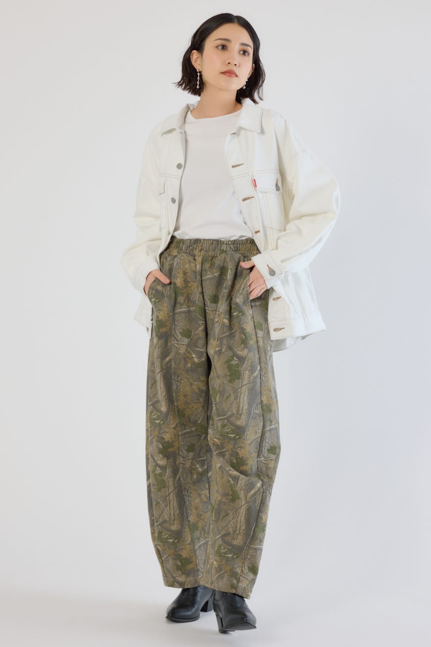 【UNISEX】SHARE PATTERNバレルスウェットパンツ 柄BEG L