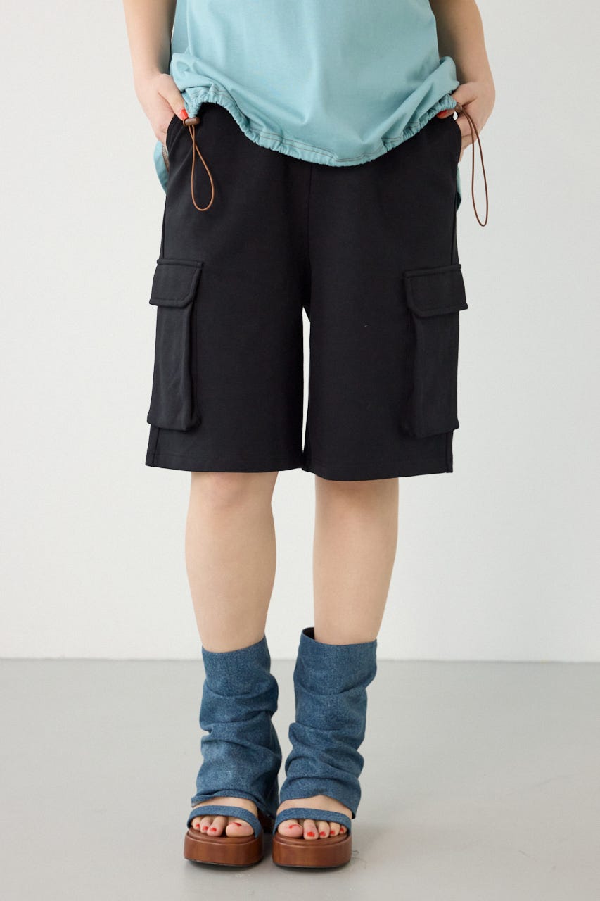 【UNISEX】SHARE DRY スウェットカーゴショートパンツ BLK L