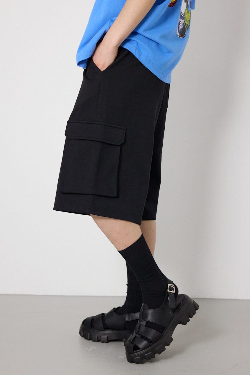 【UNISEX】SHARE DRY スウェットカーゴショートパンツ BLK L
