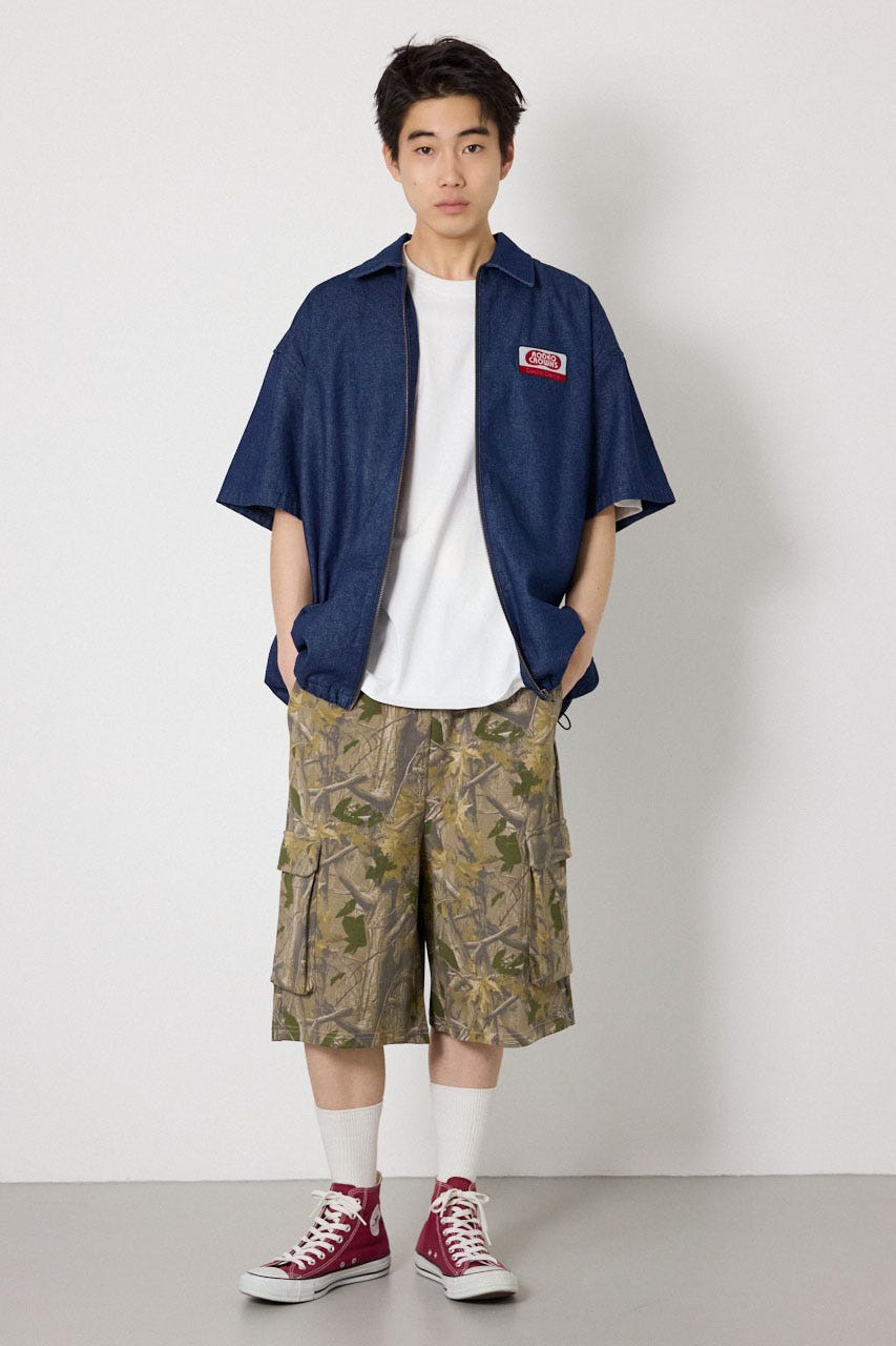 【UNISEX】SHARE DRY PTTERN スウェットカーゴショートパンツ 柄BEG M