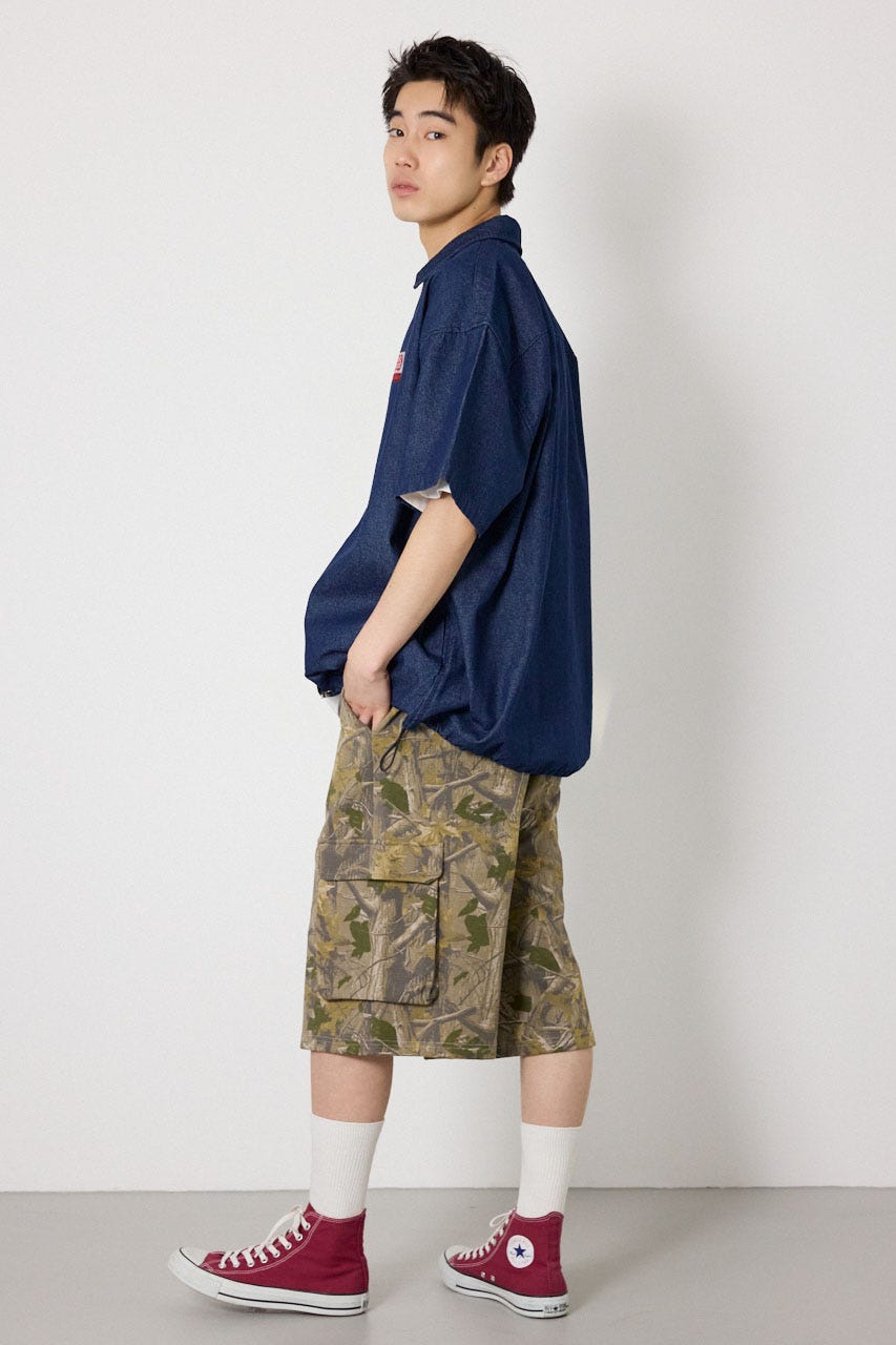 【UNISEX】SHARE DRY PTTERN スウェットカーゴショートパンツ 柄BEG M