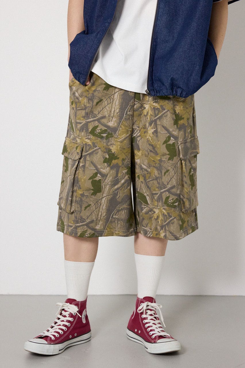【UNISEX】SHARE DRY PTTERN スウェットカーゴショートパンツ 柄BEG M