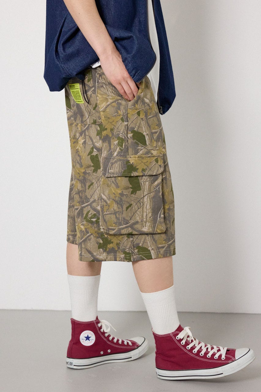 【UNISEX】SHARE DRY PTTERN スウェットカーゴショートパンツ 柄BEG M