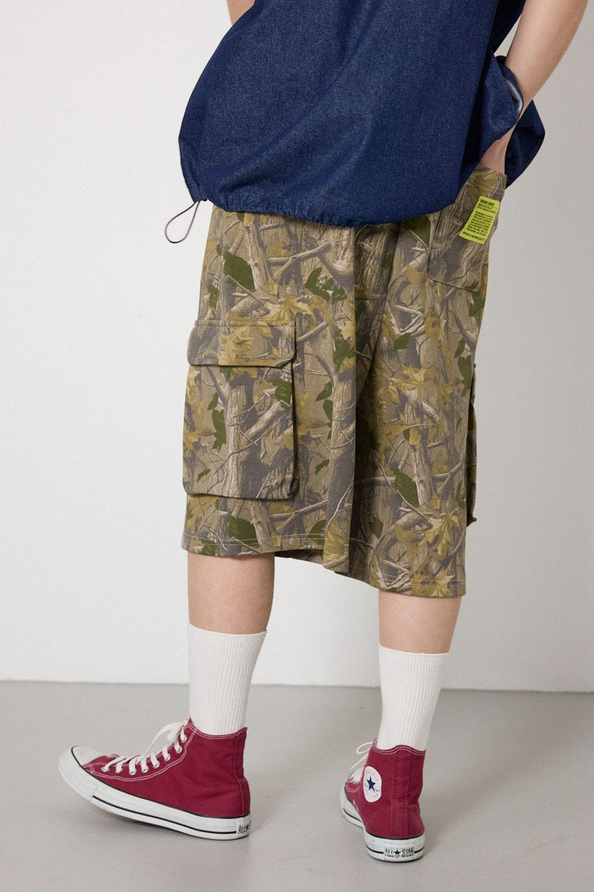 【UNISEX】SHARE DRY PTTERN スウェットカーゴショートパンツ 柄BEG M