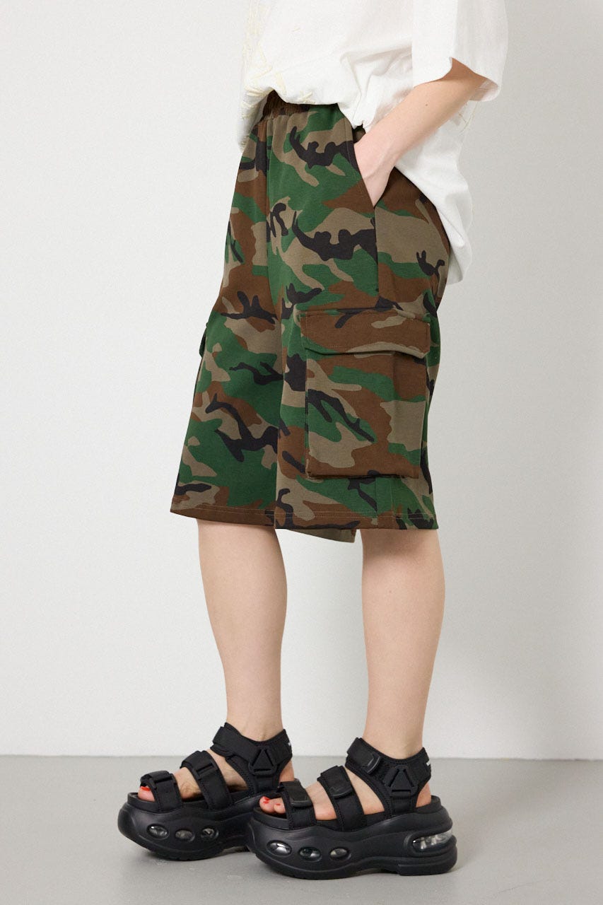 【UNISEX】SHARE DRY PTTERN スウェットカーゴショートパンツ 柄BRN L