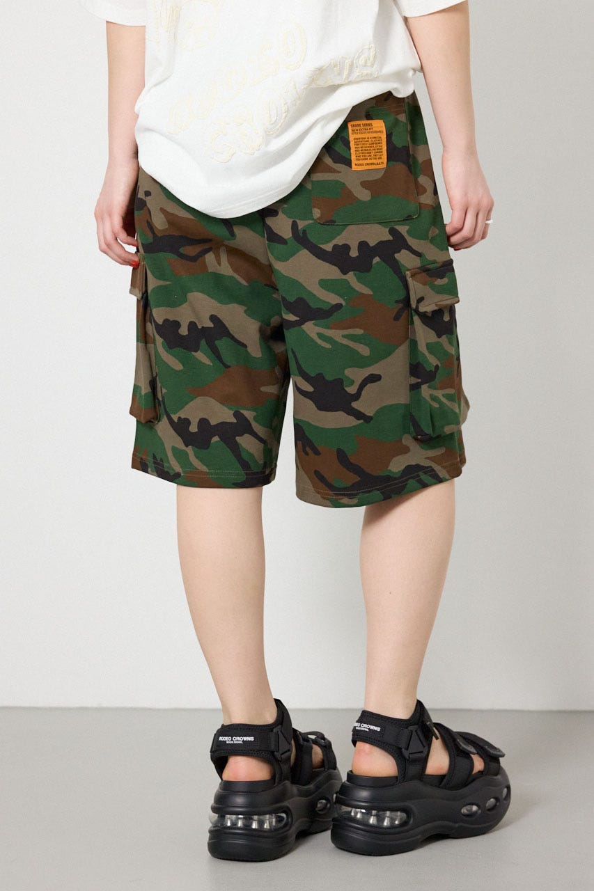 【UNISEX】SHARE DRY PTTERN スウェットカーゴショートパンツ 柄BRN L