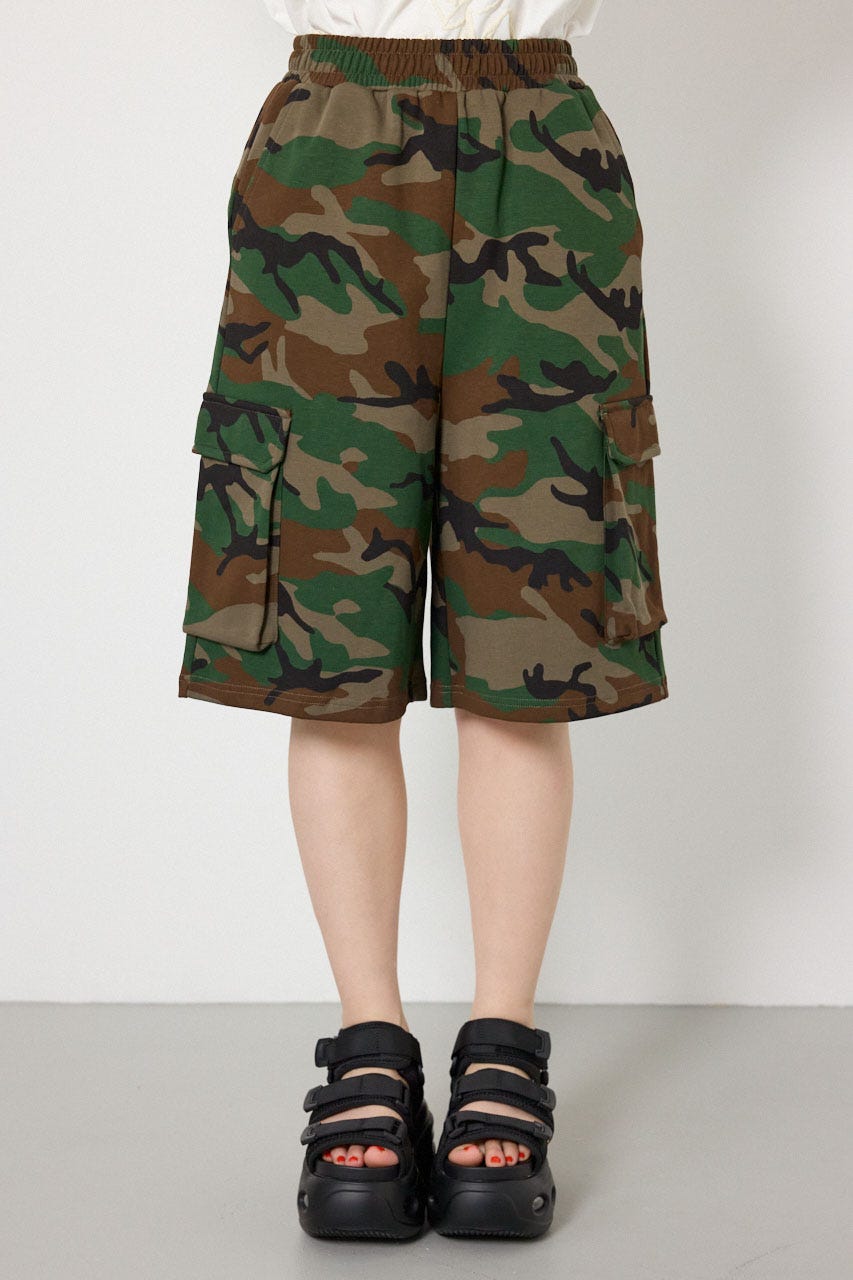 【UNISEX】SHARE DRY PTTERN スウェットカーゴショートパンツ 柄BRN L