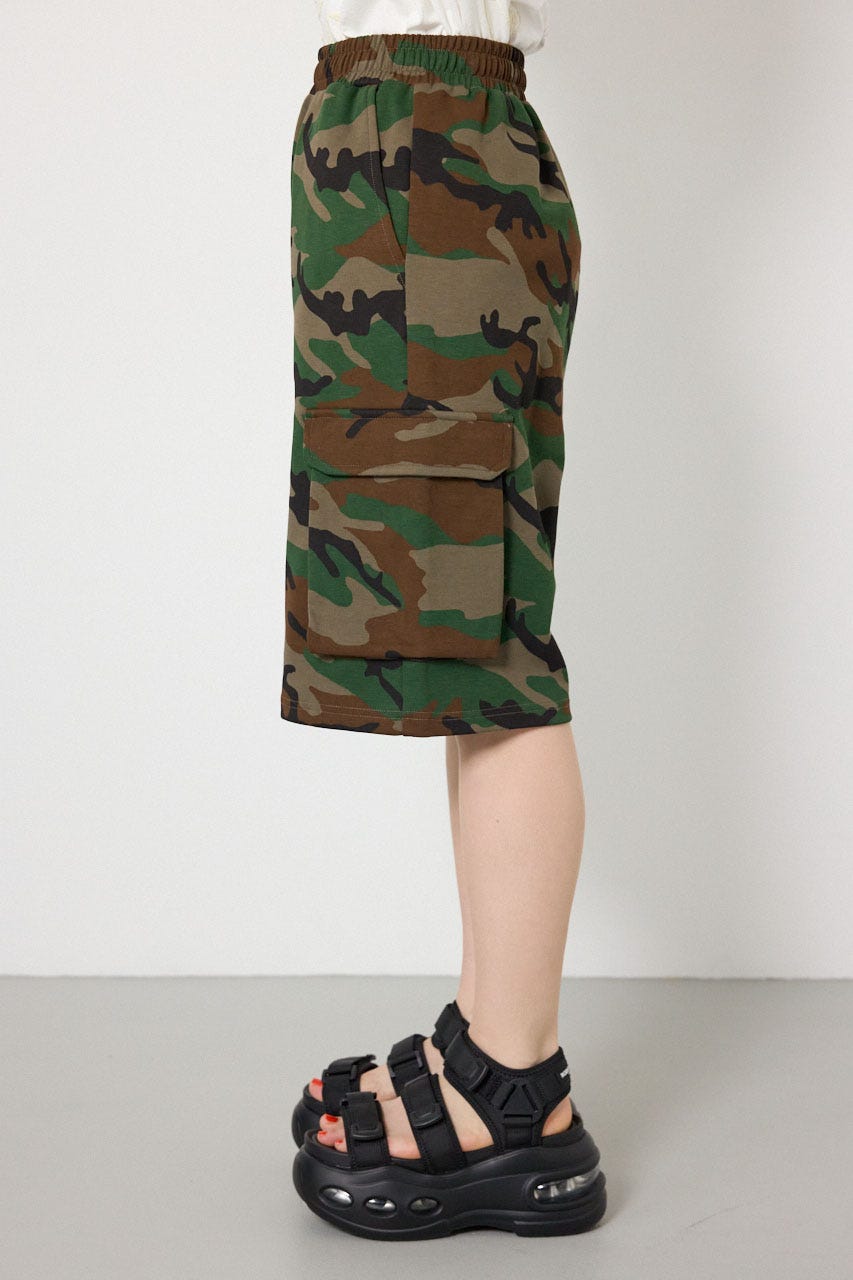 【UNISEX】SHARE DRY PTTERN スウェットカーゴショートパンツ 柄BRN L