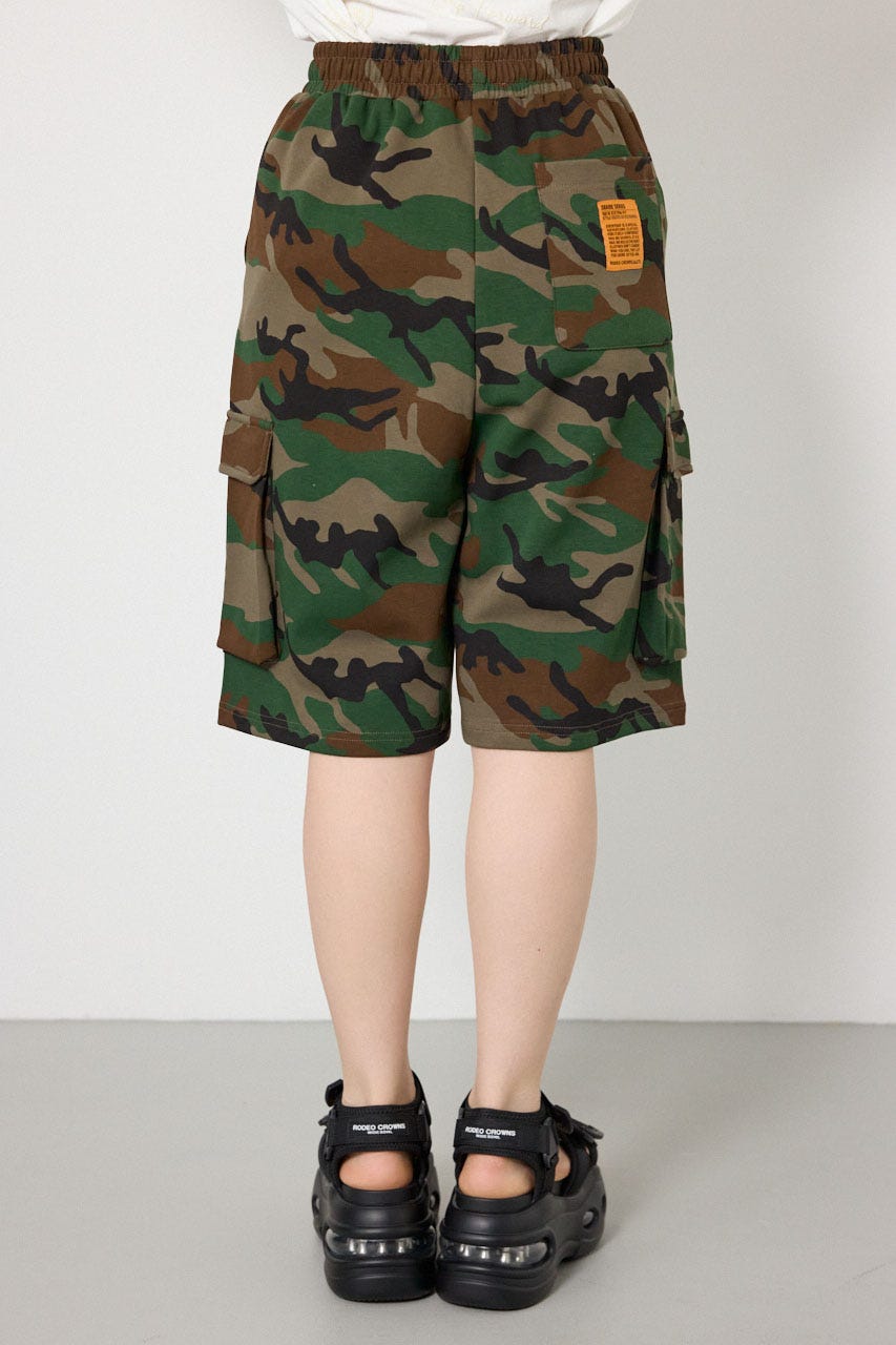 【UNISEX】SHARE DRY PTTERN スウェットカーゴショートパンツ 柄BRN L